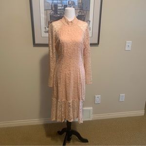 VENUS lace peach cream dress